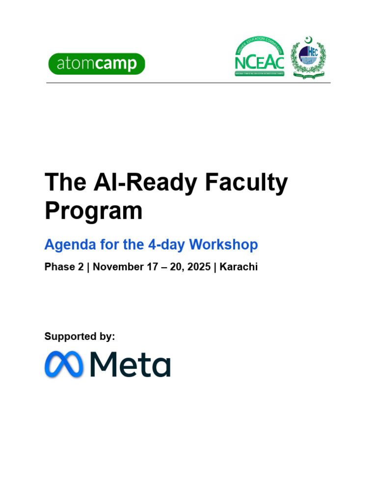 Karachi - Program Agenda - AI Ready Faculty Program | PDF | Artificial ...