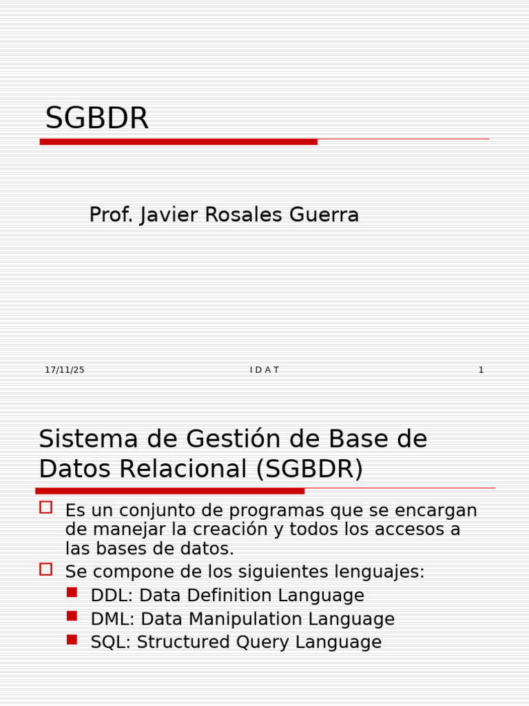 Introducción al SGBDR y SQL | PDF | SQL | Recuperación de información