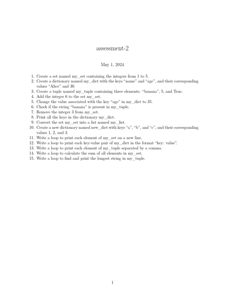 Python Data Structures Exercises | PDF