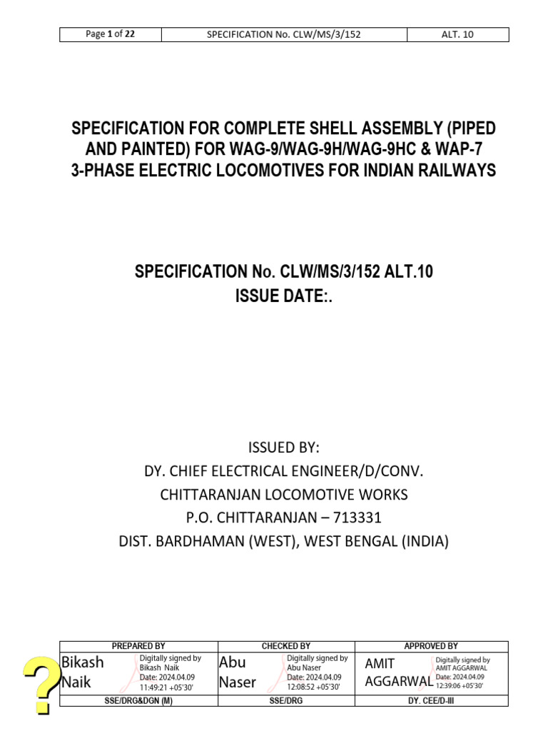 WAG-9/WAP-7 Locomotive Shell Specification | PDF | Welding | Construction