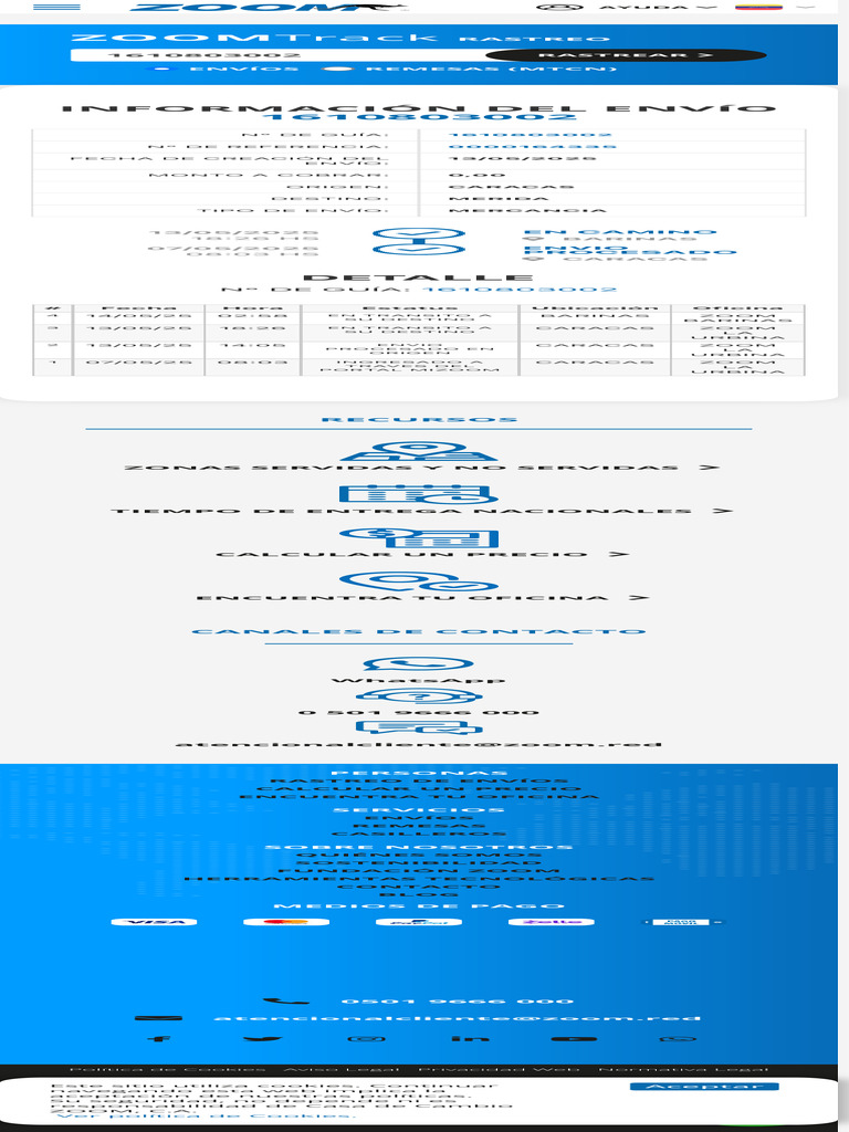Rastrear Envío ZOOM: Guía 1610803002 | PDF | Cookie HTTP | Privacidad
