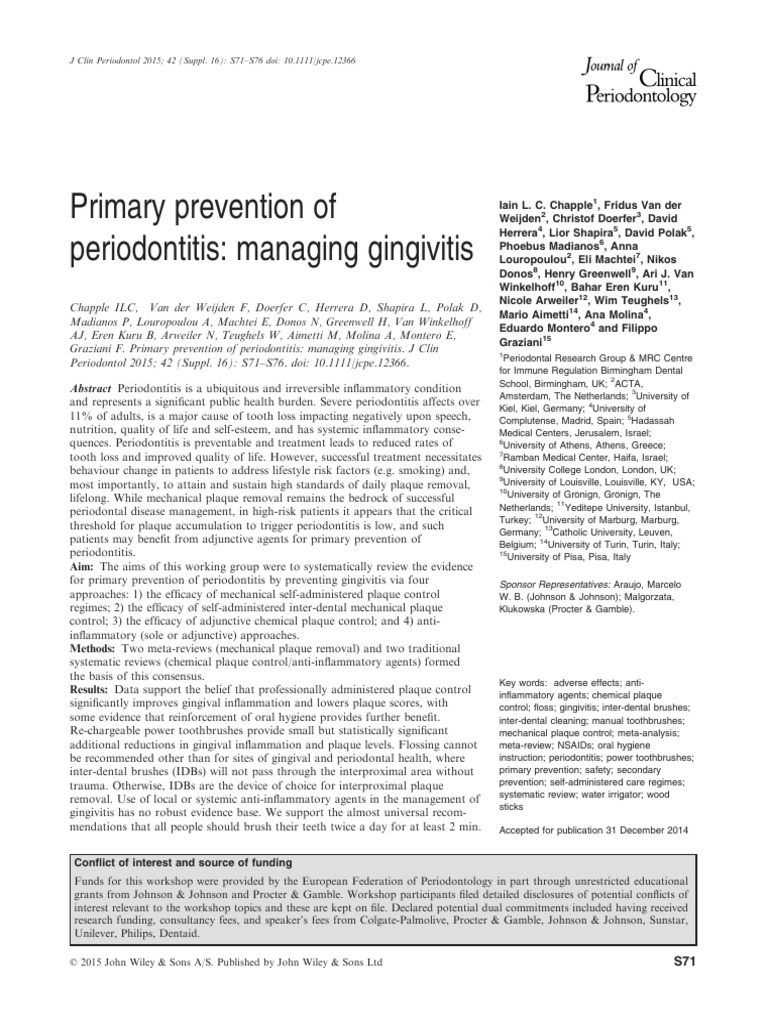 Preventing Periodontitis through Gingivitis Management | PDF | Oral ...