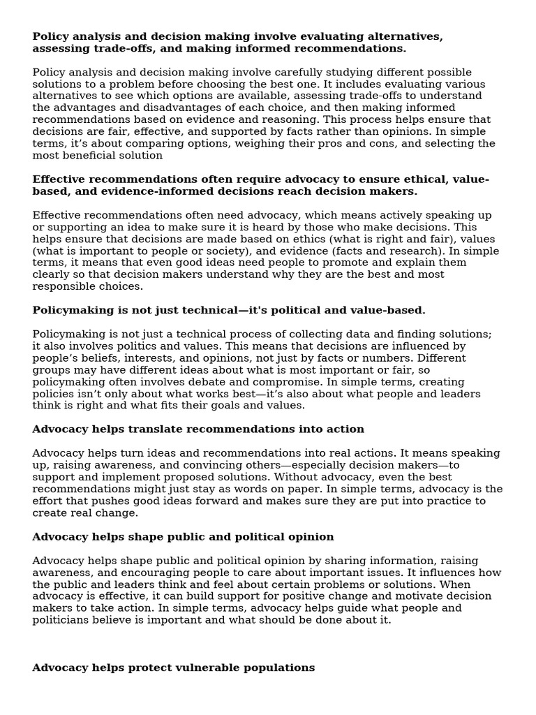 Policy Analysis and Advocacy Essentials | PDF | Justice | Crime & Violence