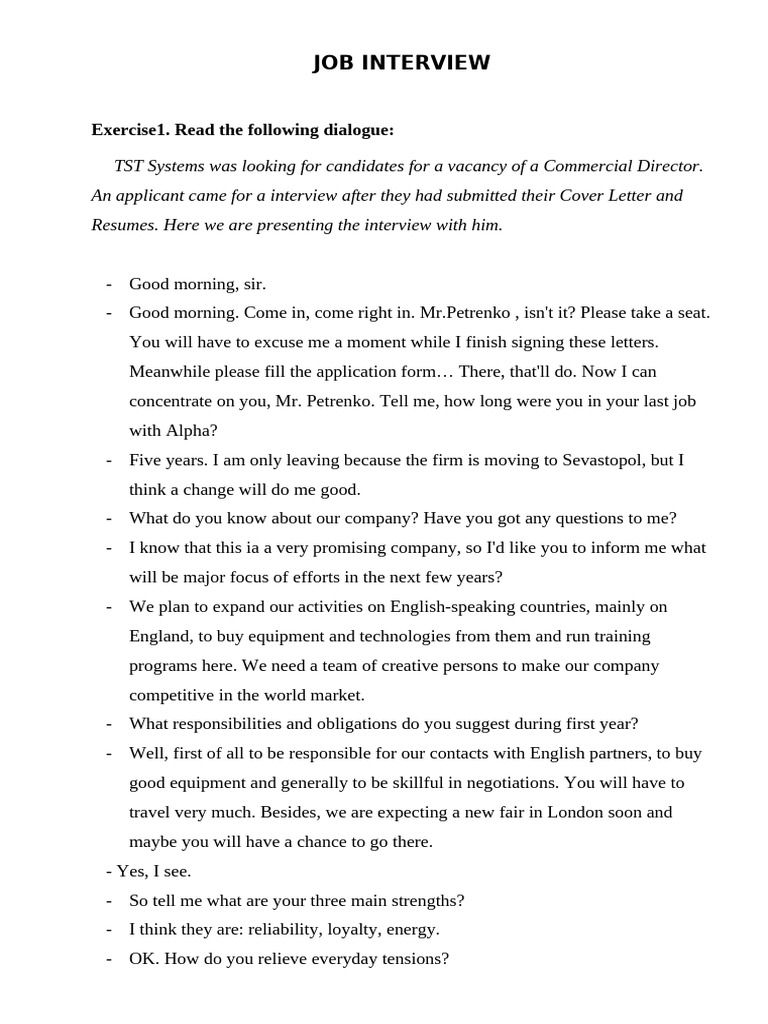 Job Interview Dialogue for Director Role | PDF | Fluency | Leadership
