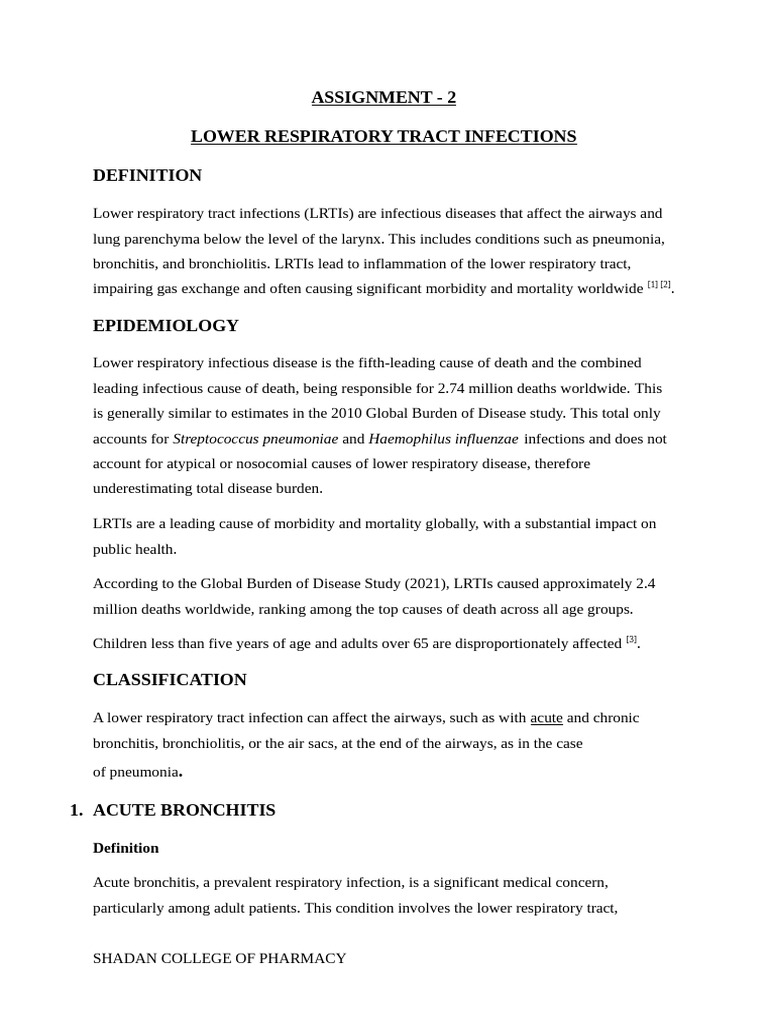 Lower Respiratory Tract Infection | PDF | Bronchitis | Pneumonia