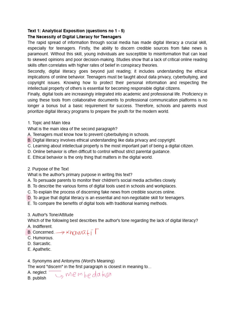 Importance of Digital Literacy for Teens | PDF | Continent | Literacy