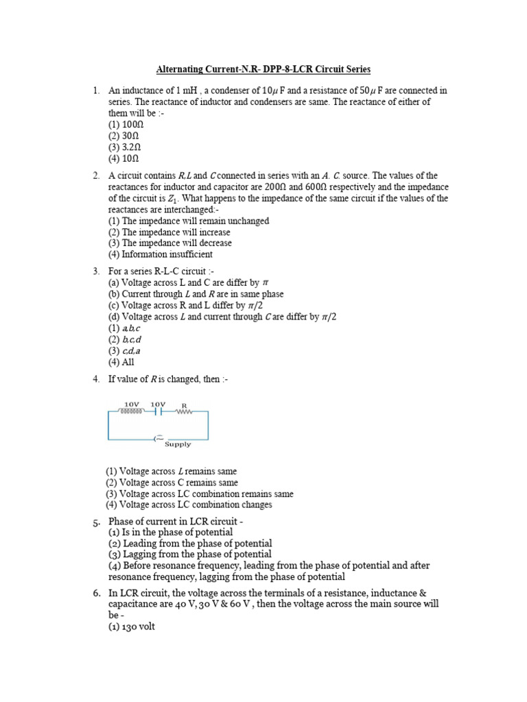 Alternating Current N.R DPP 8 LCR Circuit Series | PDF