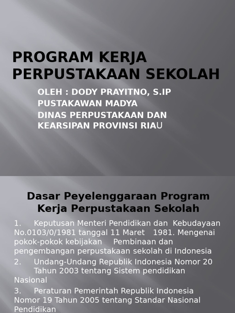 Power Point Program Kerja Perpustakaan Sekolah 2022 | PDF