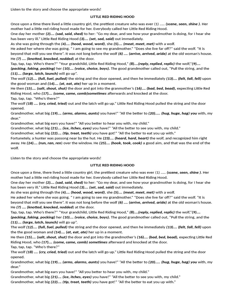 Little Red Riding Hood Word Choices | PDF | Little Red Riding Hood