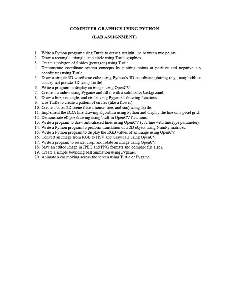 Python Computer Graphics Lab Assignments | PDF