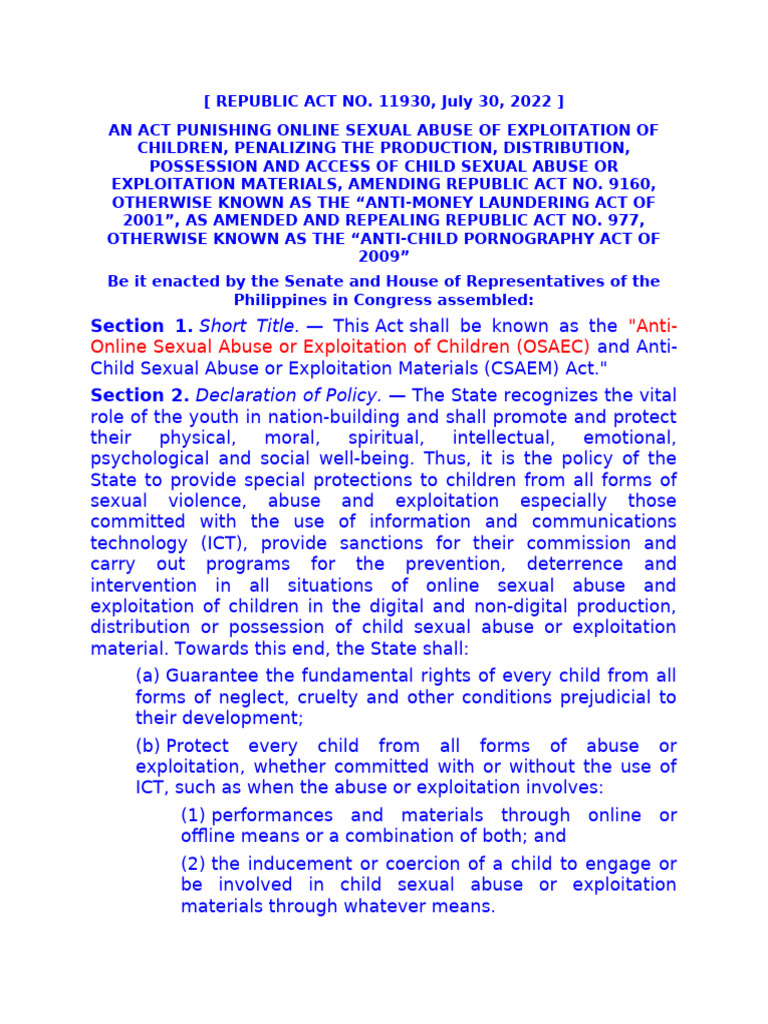 Anti Osaec Law | PDF | Internet | Extradition