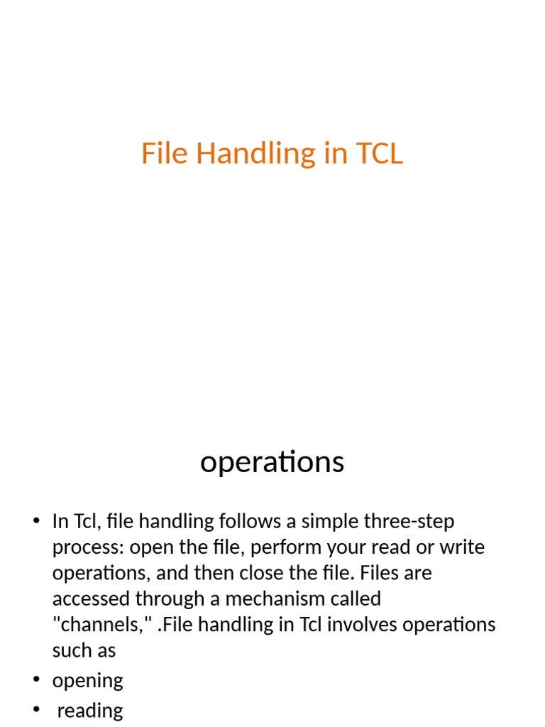 File Handling Basics in TCL | PDF