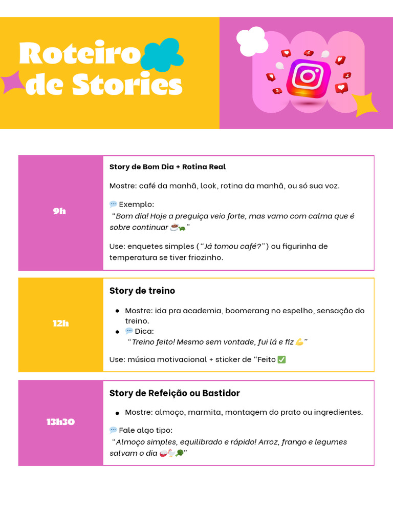 Roteiro de Stories Diários para Engajamento | PDF