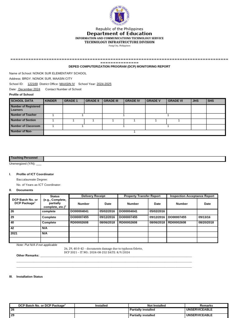 Dcp Monitoring Tool_form 2024 Nonok Sur Es | PDF | Educational ...