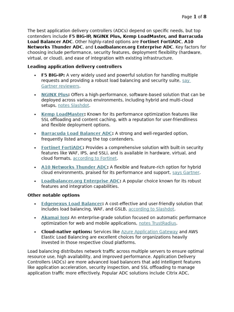 Top Application Delivery Controllers 2023 | PDF | Proxy Server | Load ...