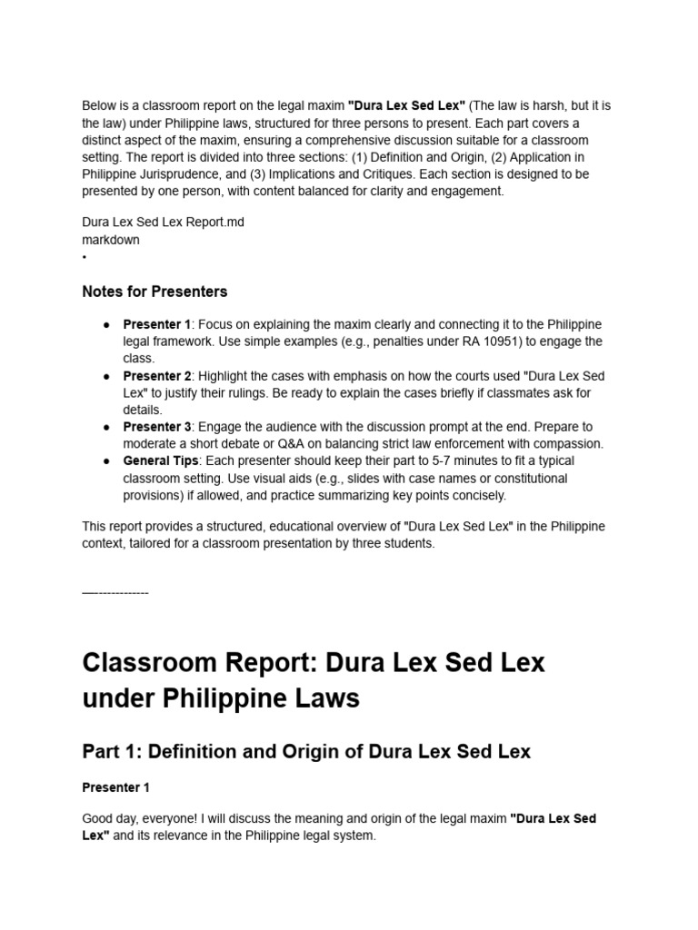 Report Dura Lex Sed Lex | PDF | Rule Of Law | Precedent