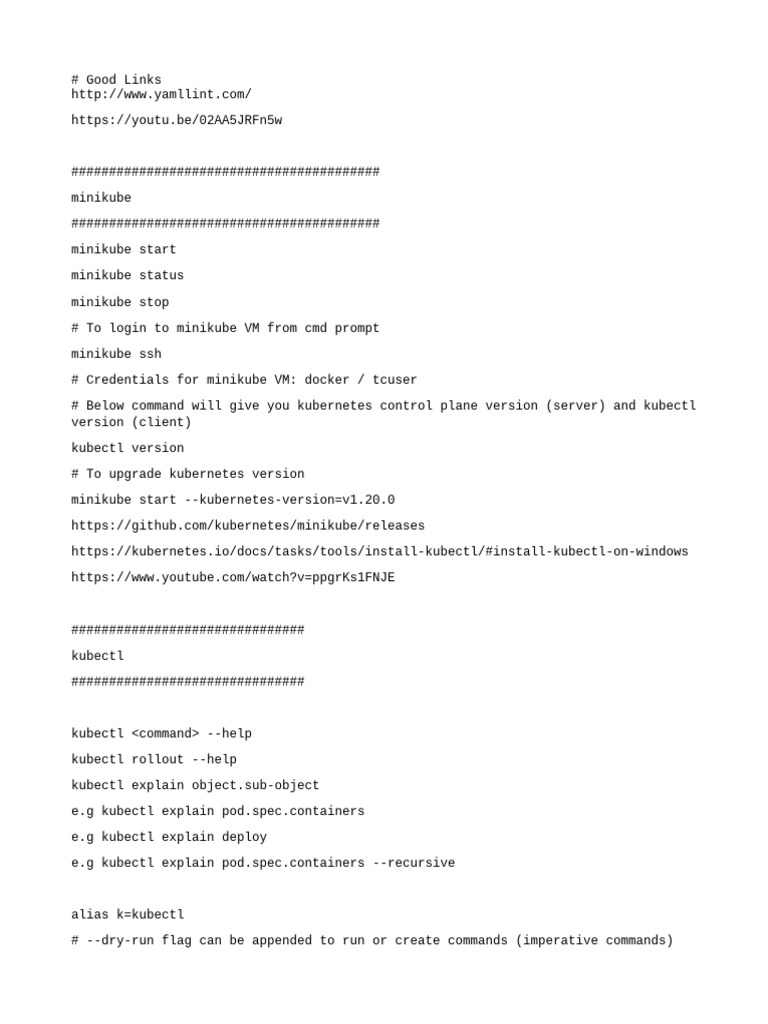 Minikube and Kubernetes Commands Guide | PDF | Computing | Computer Science