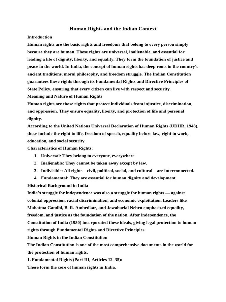 Human Rights in India: A Comprehensive Overview | PDF | Human Rights ...