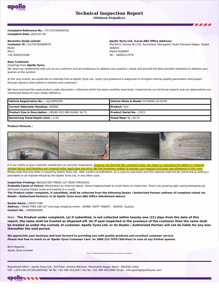Technical Inspection Report: (Without Prejudice) | PDF