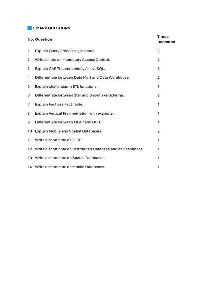 admt pyq ques | PDF | Data Warehouse | Computing