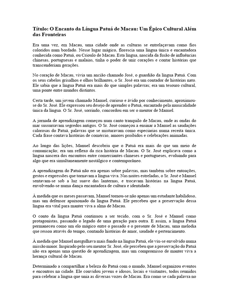 Preservação do Patuá: Cultura de Macau | PDF | Macau | Renascimento