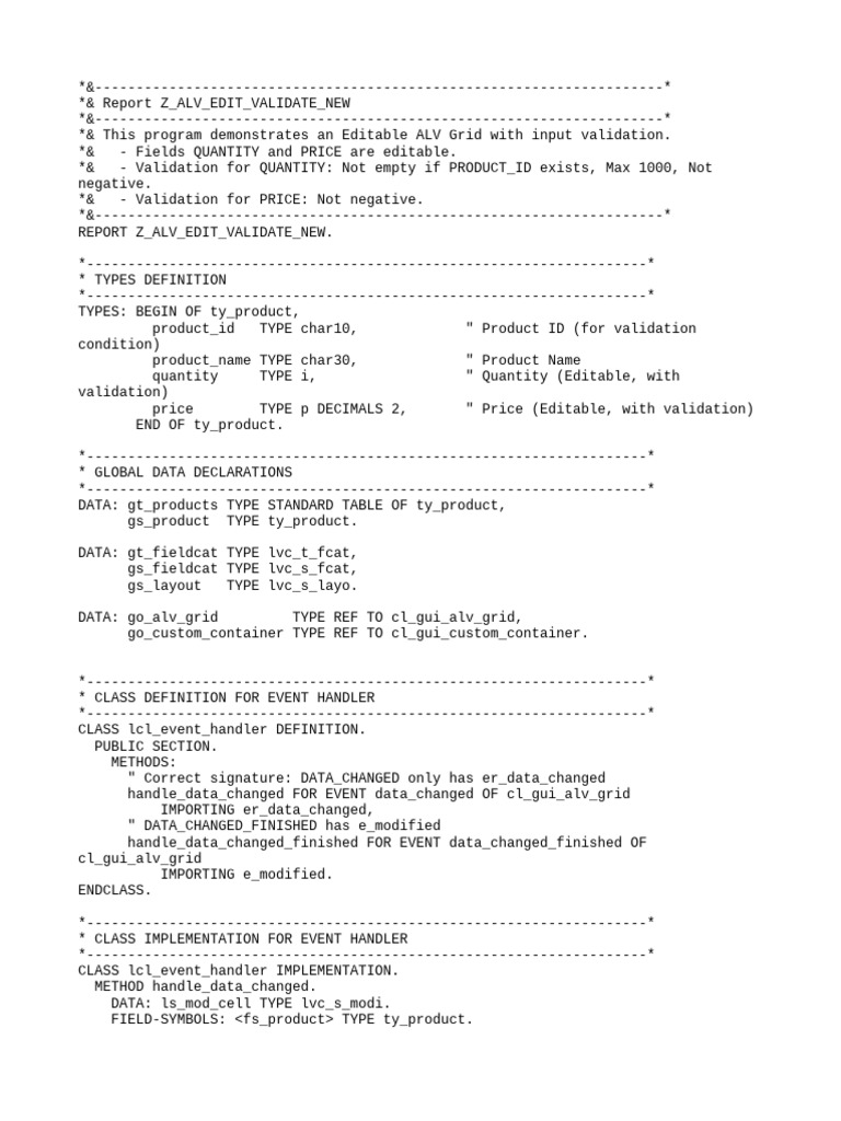 Editable ALV Grid with Input Validation | PDF | Information Technology ...