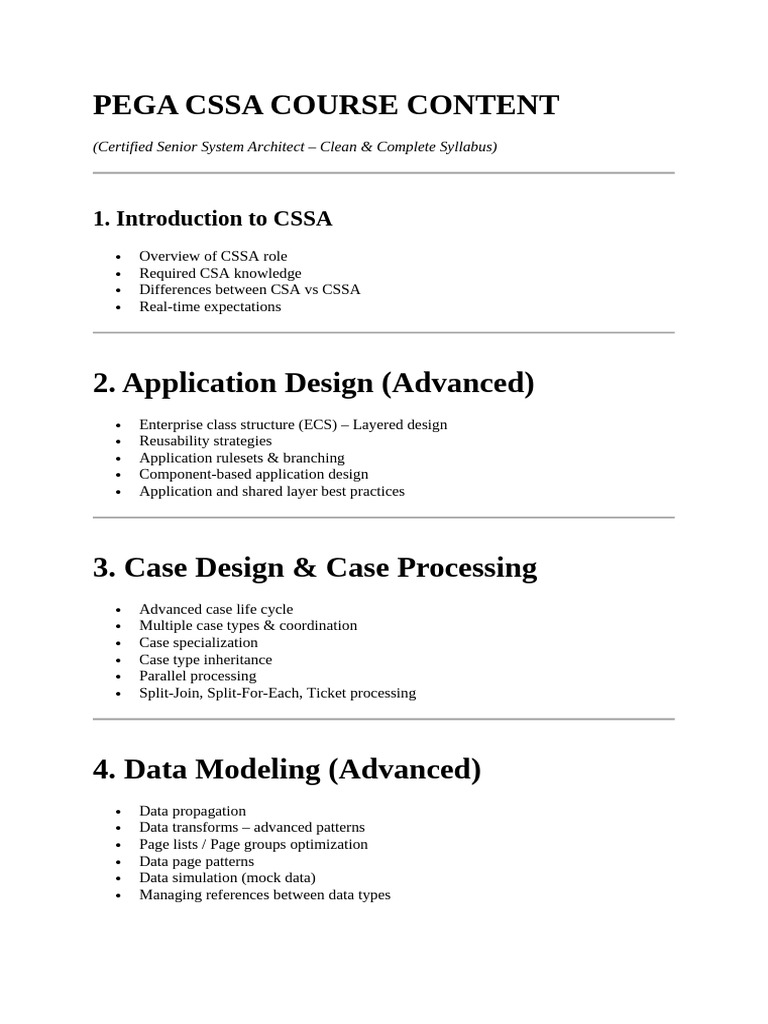 PEGA CSSA Course Syllabus Overview | PDF | User Interface | Data