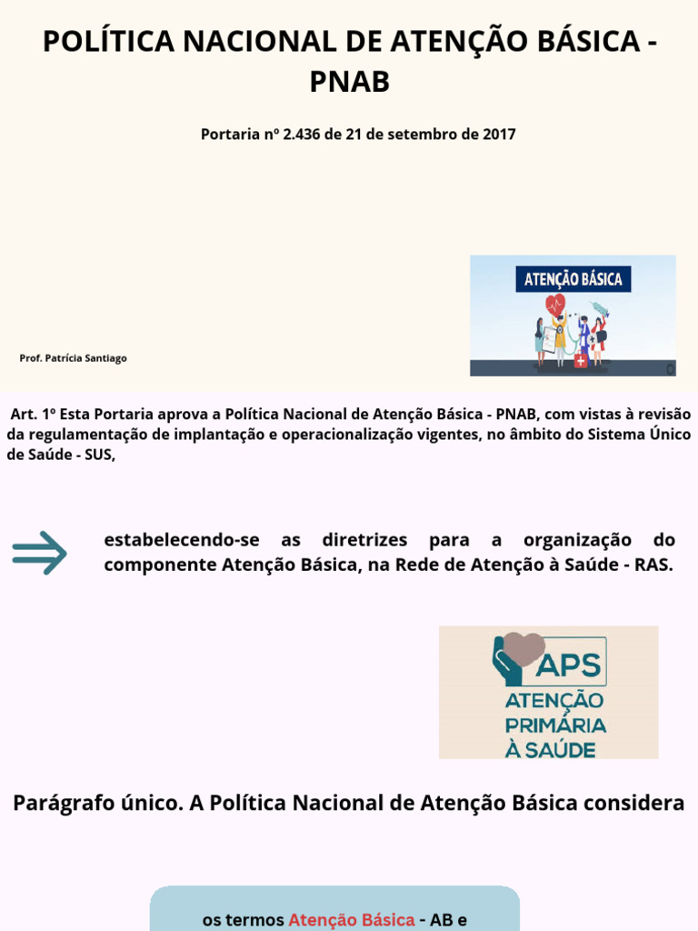 Política Nacional de Atenção Básica - PNAB | PDF | Enfermagem | Remédio