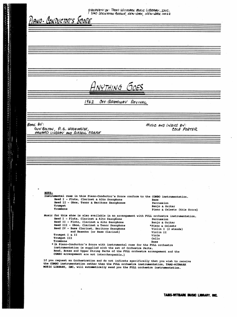 Anything Goes Score | PDF