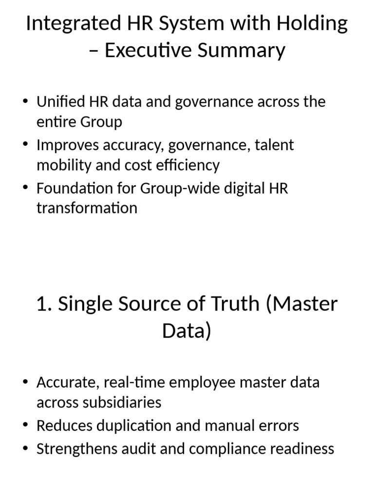 Integrated HR System Executive Summary | PDF