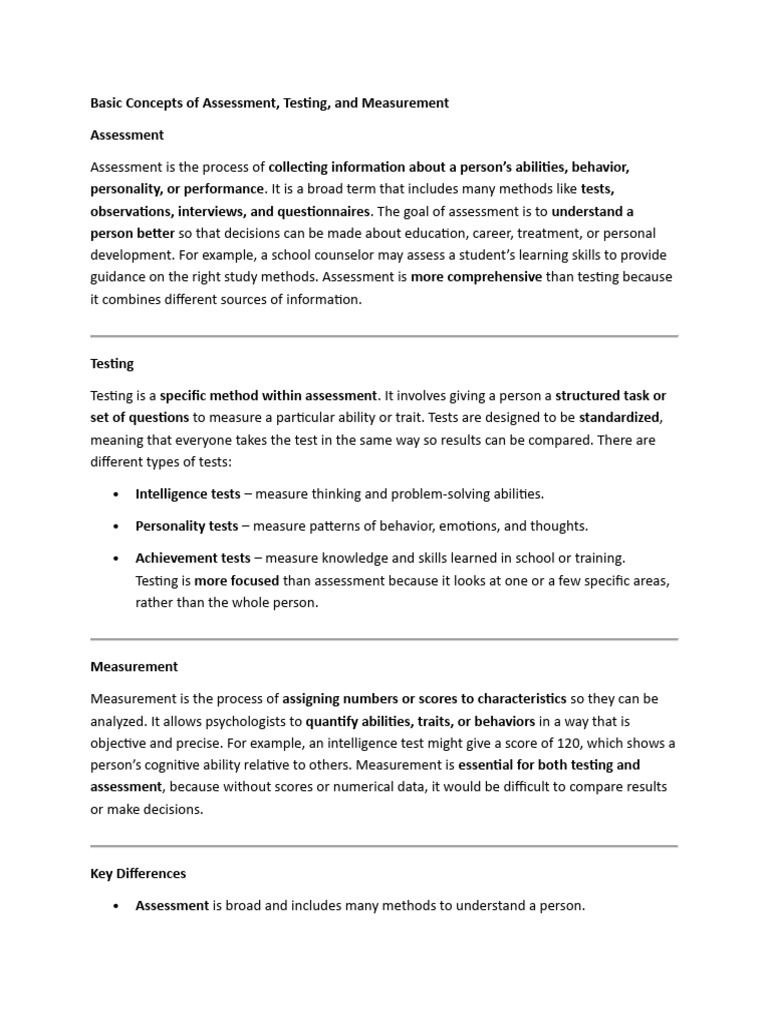 Understanding Assessment and Testing Basics | PDF | Psychological ...