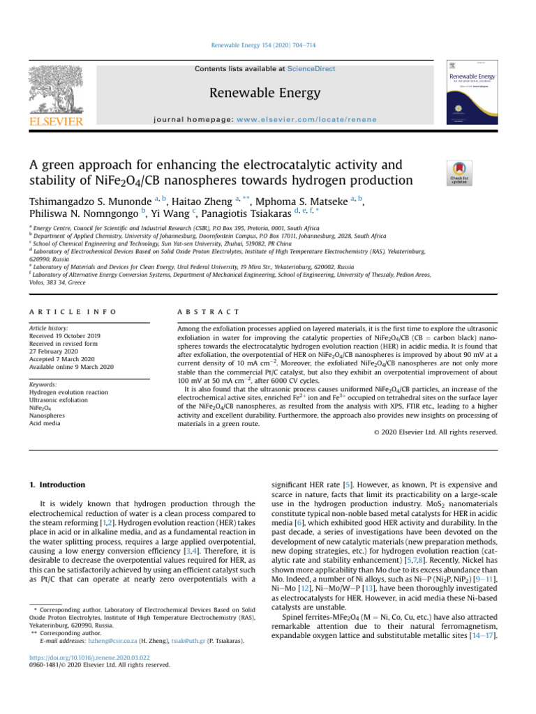 A Green Approach For Enhancing The Electrocatalytic Activity and ...