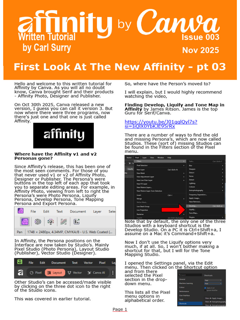 Affinity 3: Navigating Studios and Shortcuts | PDF | Cursor (User ...