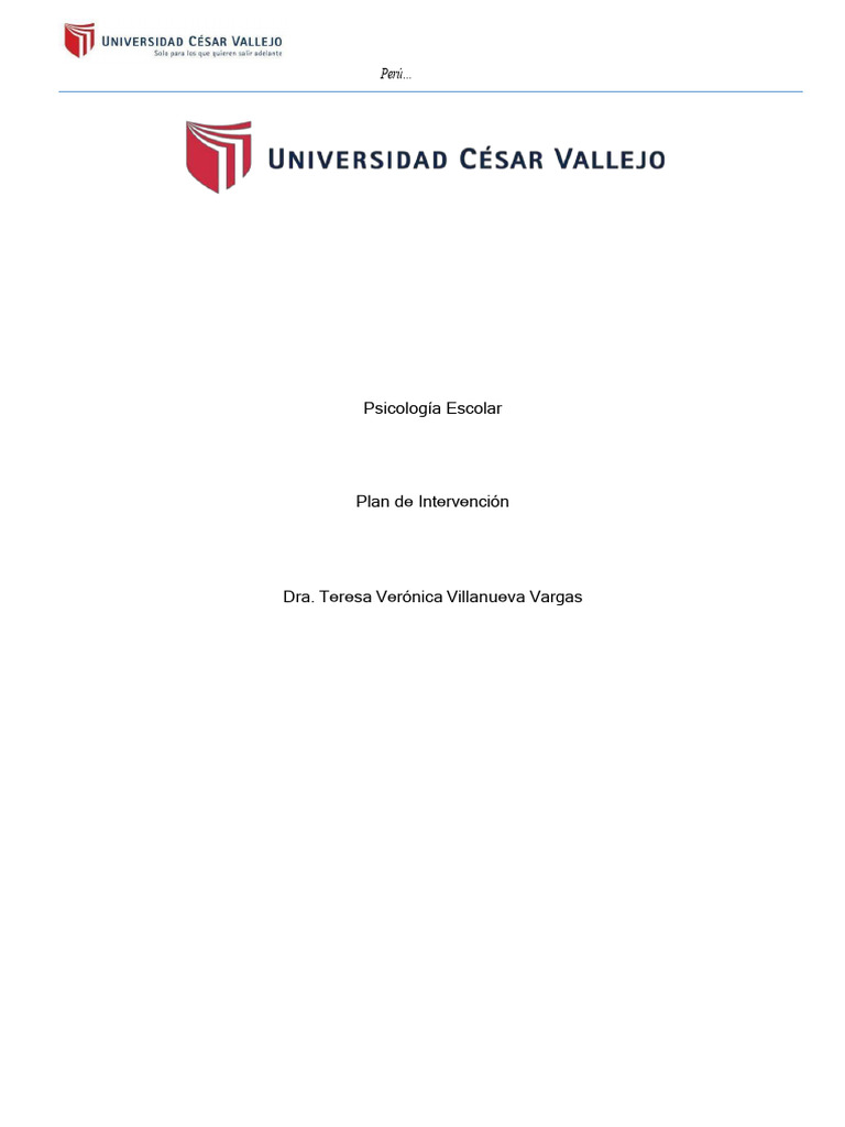 Plan de Intervención en Psicología Escolar | PDF | Metacognición ...