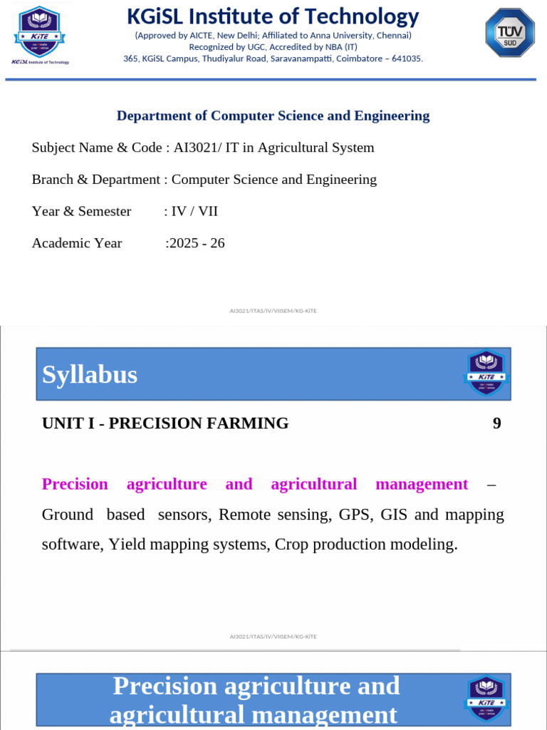 U1 - L1 - Precision Agriculture and Agricultural Management | PDF ...