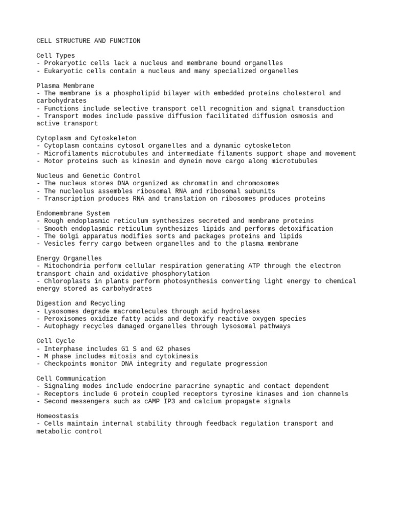 Biology Cell Structure Overview | PDF