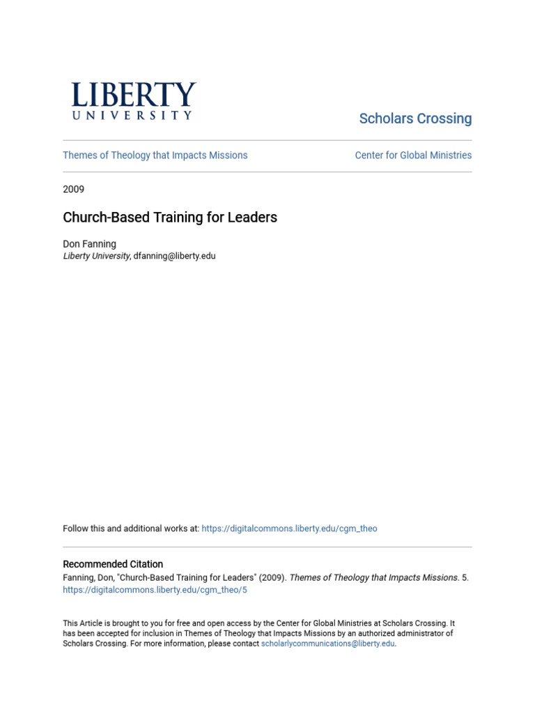Church-Based Leadership Training Guide | PDF | Paul The Apostle | Saint ...