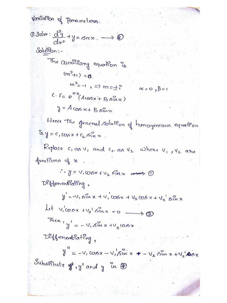 Variation of Parameters | PDF