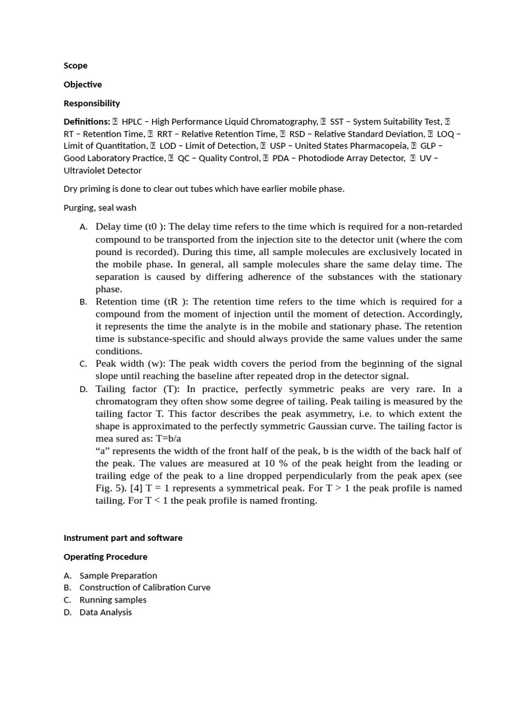 Sop HPLC | PDF | High Performance Liquid Chromatography | Chromatography