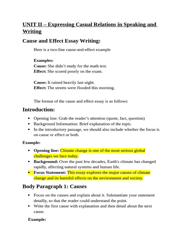 Cause and Effect Essay Writing Guide | PDF | Unemployment | Greenhouse Gas