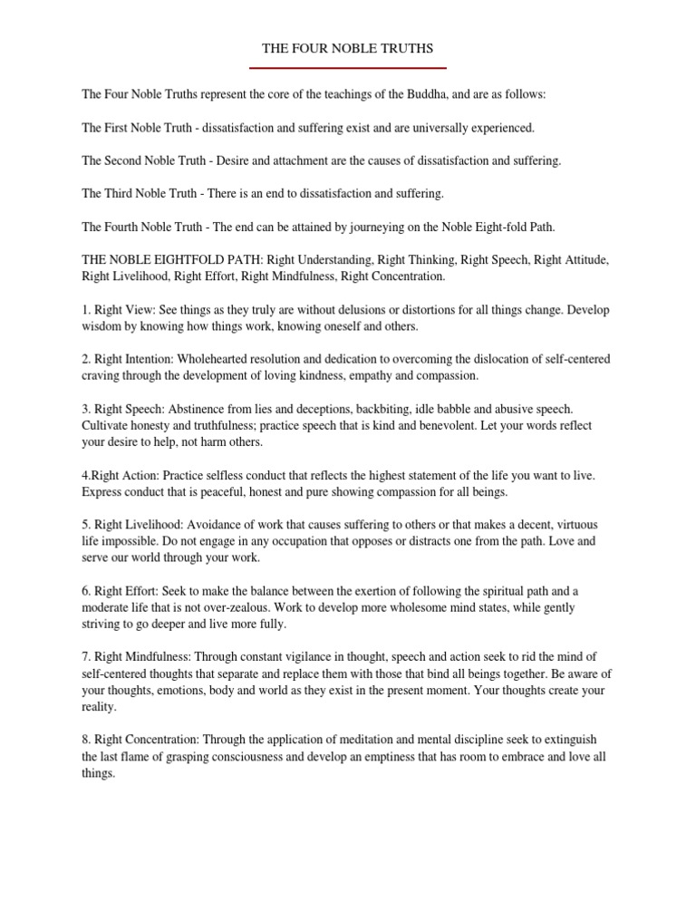 The Four Noble Truths Represent The Core of The Teachings of The Buddha ...