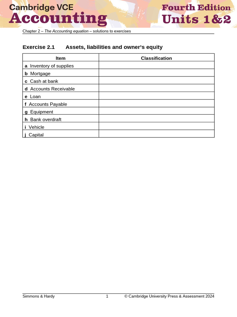 Acc12 4e ExTemplates Ch2 | PDF | Equity (Finance) | Balance Sheet