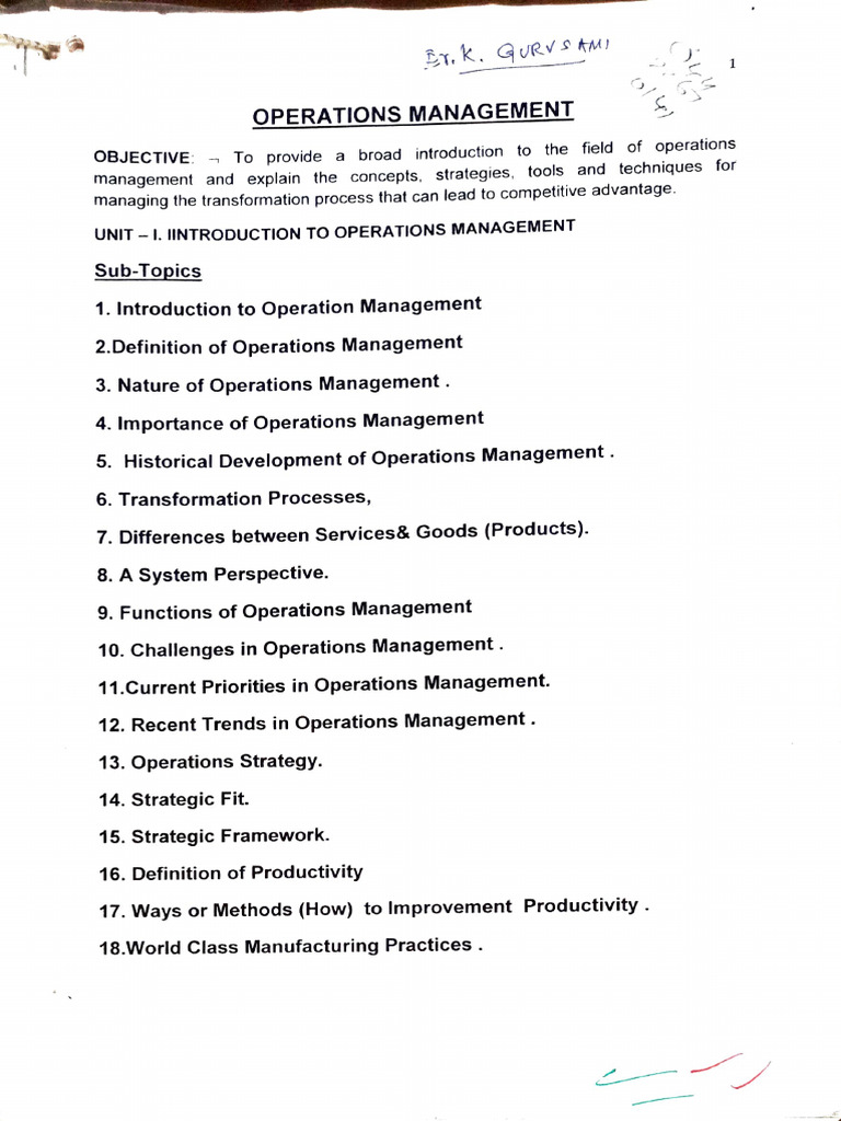 Om - Unit 1 Notes | PDF