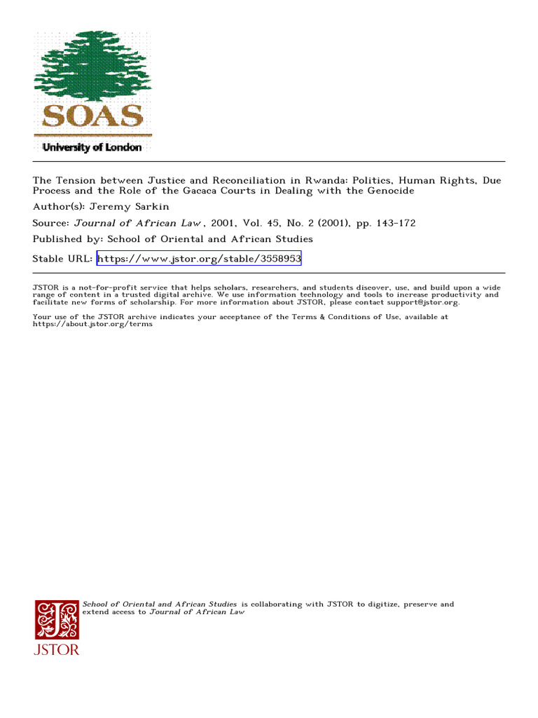 TensionJusticeReconciliation-Role of Gacaca | PDF | Hutu | Tutsi