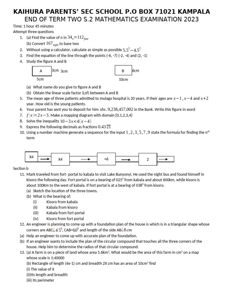 s.2 Maths Eot 2 2023 | PDF | Chess | Chess Theory