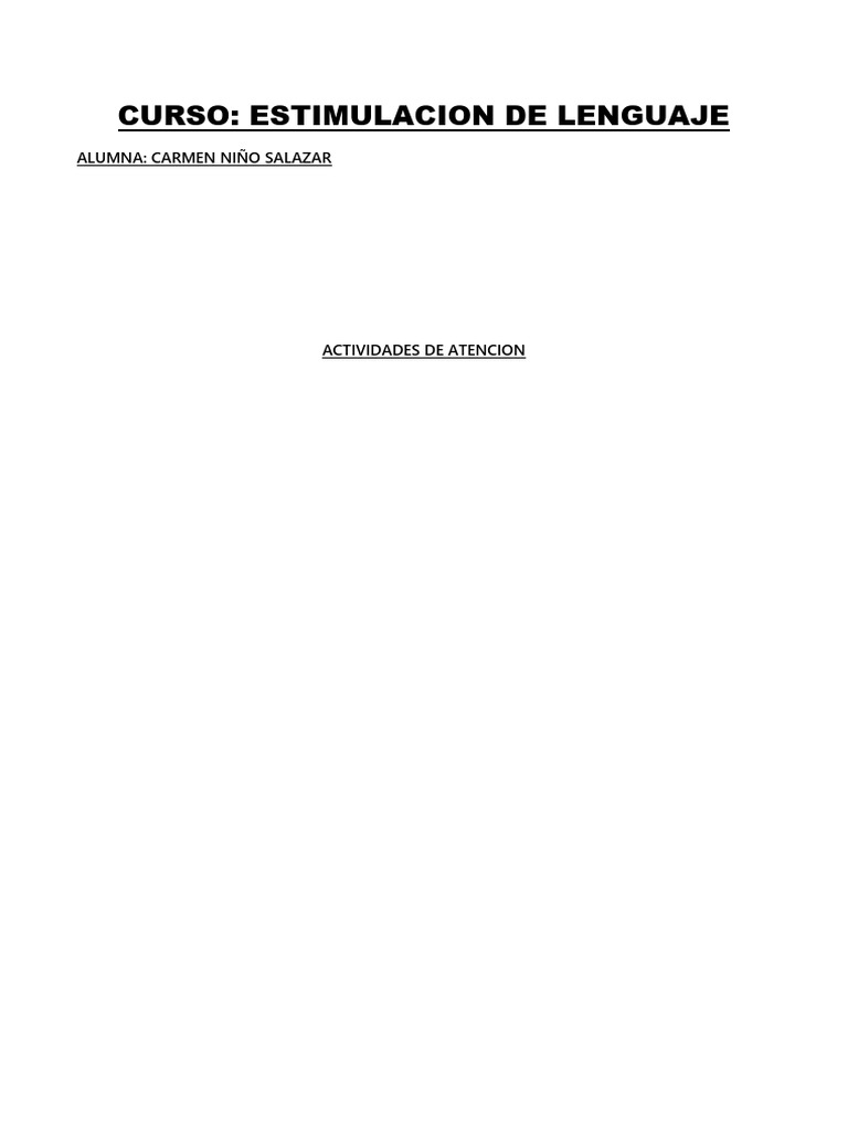 Actividades de Atención para Lenguaje | PDF
