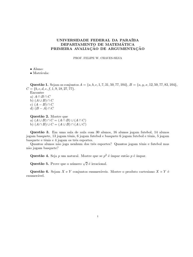 Prova 1 | PDF