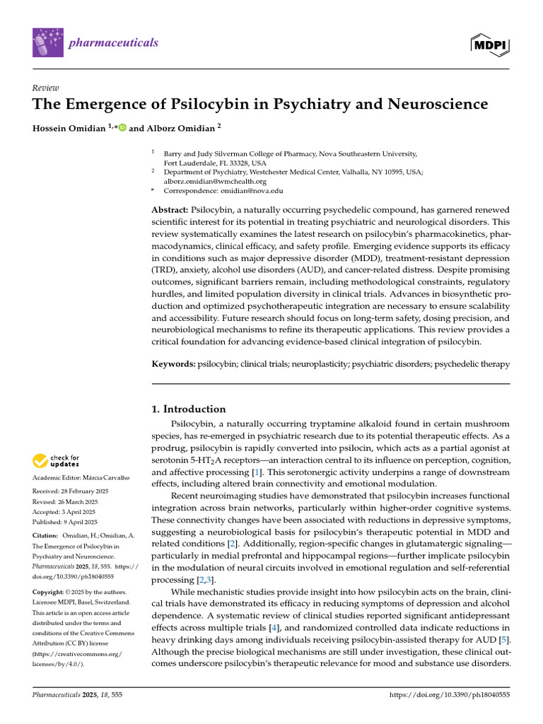 The Emergence of Psilocybin in Psychiatry and Neuroscience | PDF ...