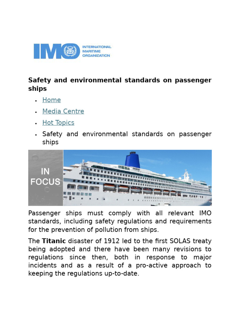 2.8 Safety and environmental standards on passenger ships | PDF | Water ...
