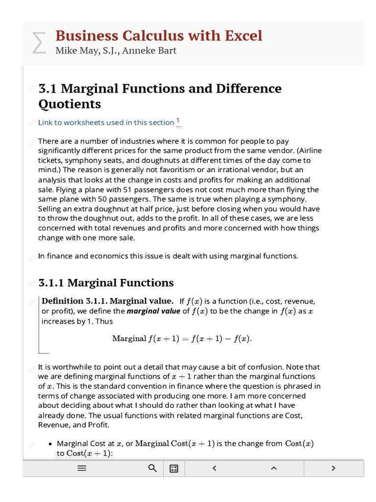 Marginal Functions in Business Calculus | PDF | Profit (Economics ...